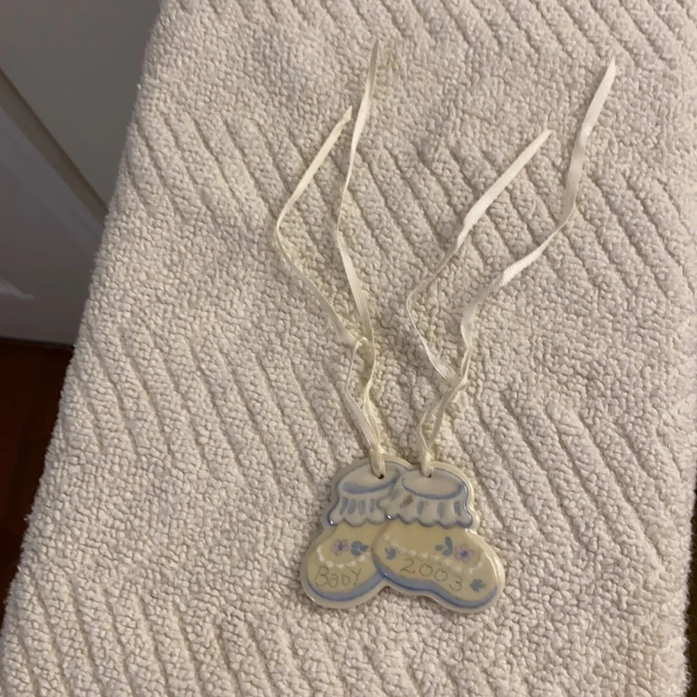 Vintage Longaberger 2003 Baby Painted Ceramic Tie-On Decorative Ornament Gift